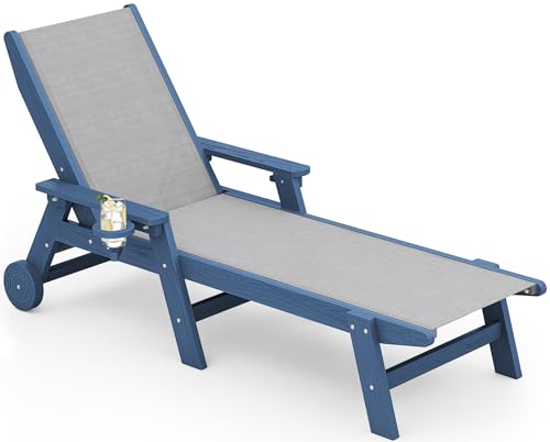 Deck Chair Lounger - Chaise longue de patio en textilène,