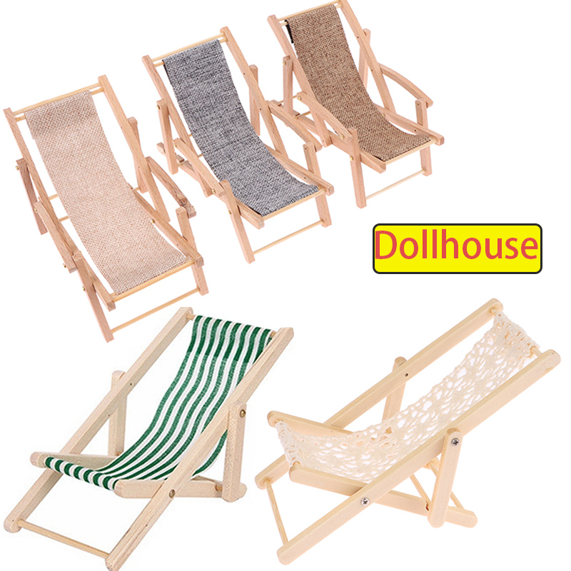 Deck Chair Lounger - 1Pc 1/12 maison de poupée chaise