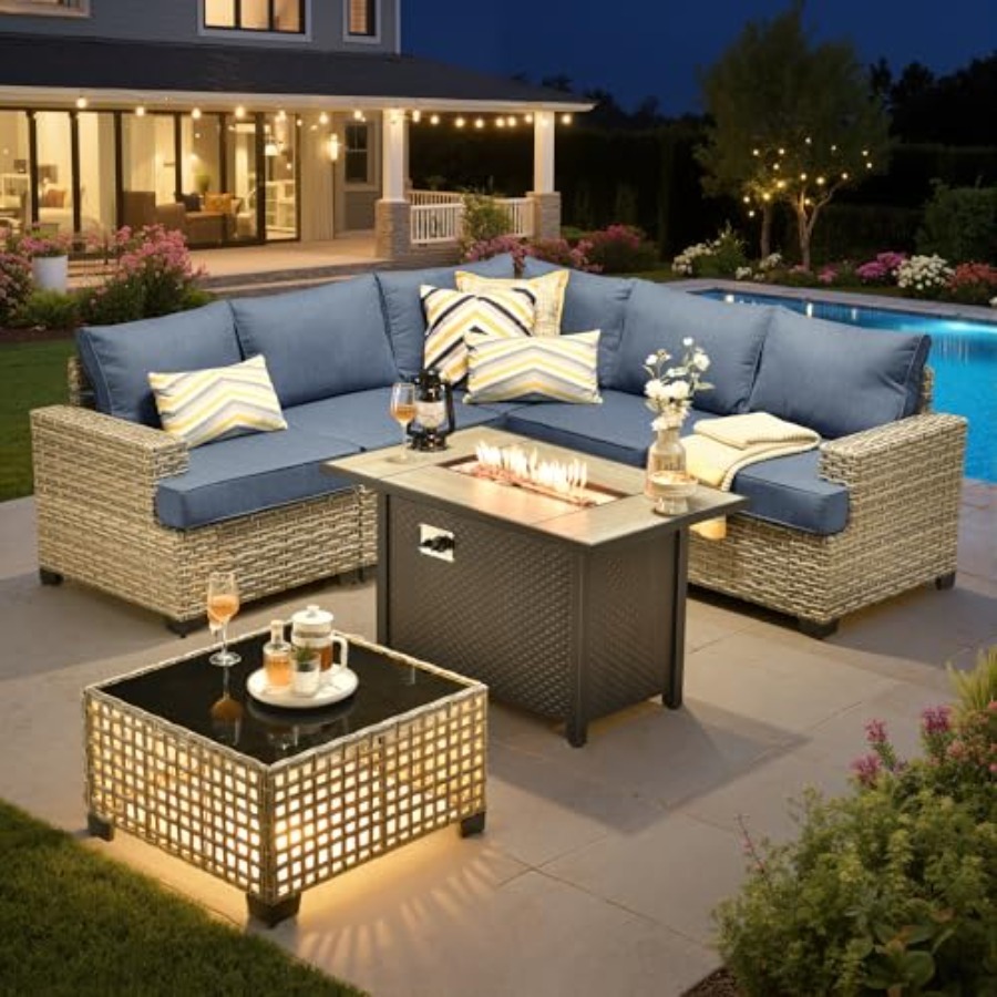 Outdoor Furniture Fire Pit Set - Ensemble de mobilier de patio modulable