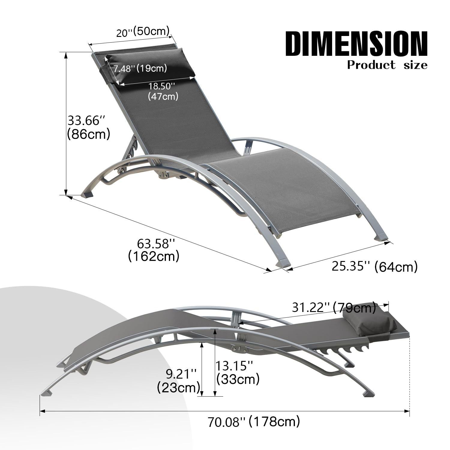 Deck Chair Lounger - Ensemble de 2 chaises longues d'extérieur