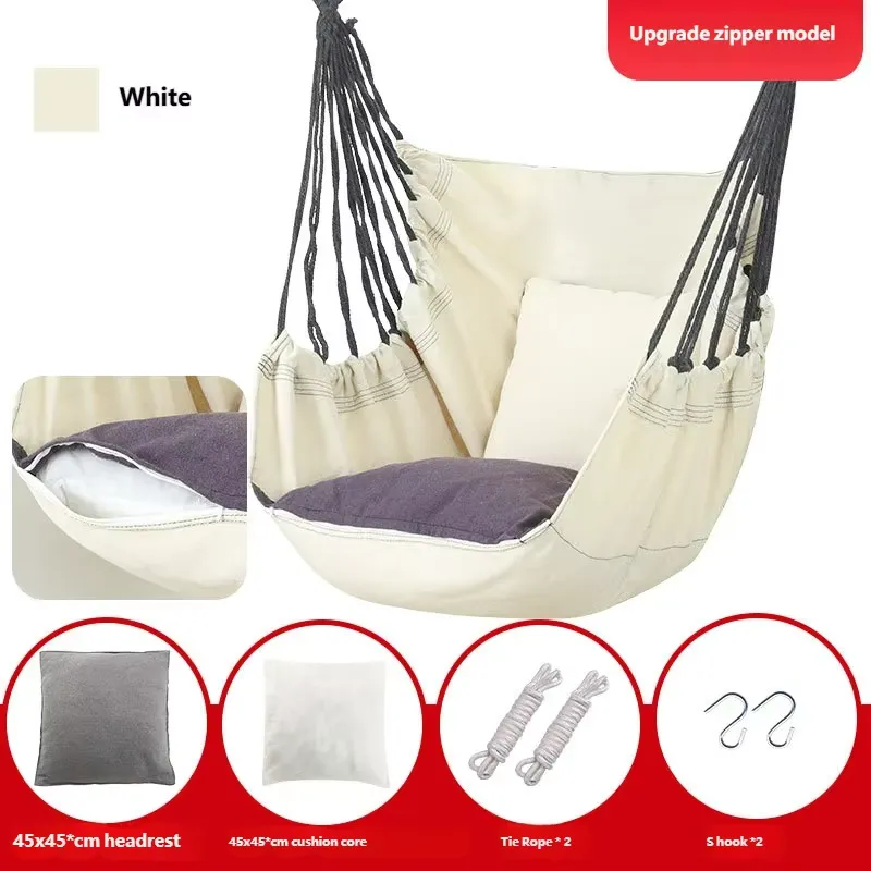 Garden Swing Chair - Fauteuil suspendu en toile avec coussin,