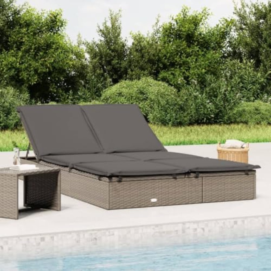 Deck Chair Lounger - Chaise longue 2 places avec coussins,