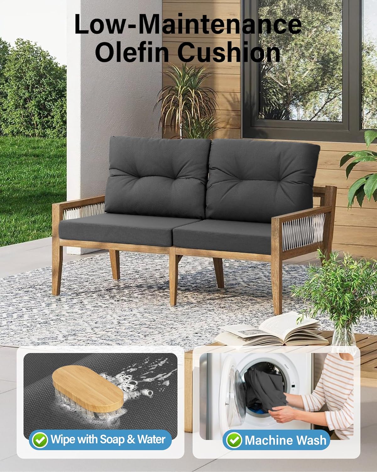 Ensemble de 4 coussins gris fo - Outdoor Furniture Cushions 24 X 24 avis et prix