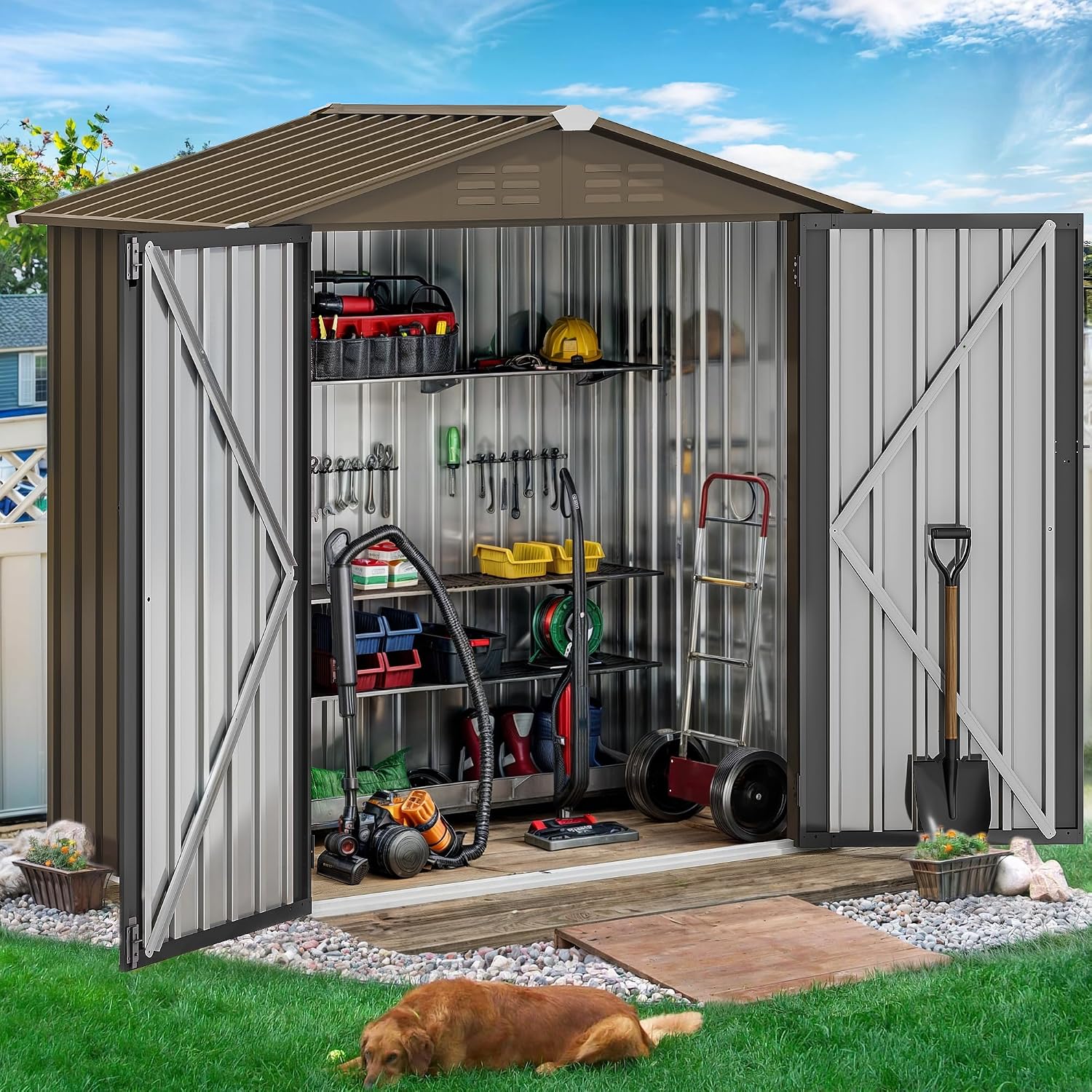 Abri de jardin métallique 6x4  - Outdoor Furniture Waterproof avis et prix