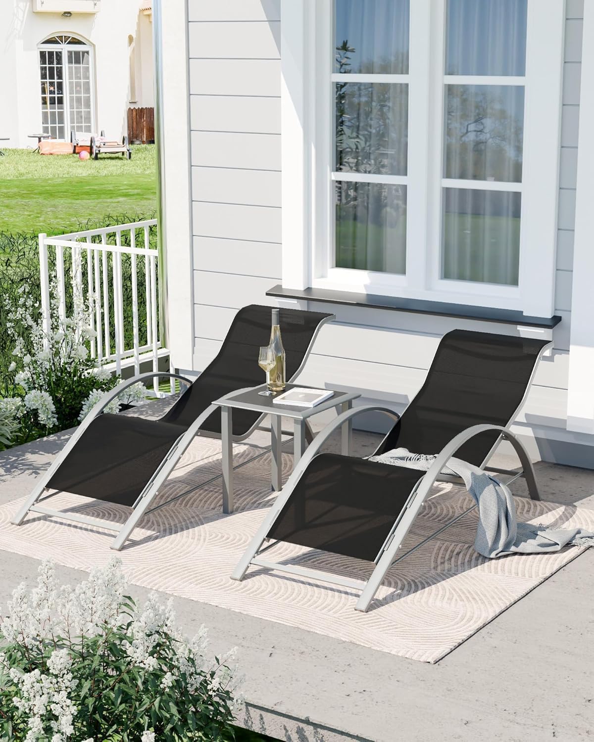 Ensemble de 3 chaises longues  - Deck Chair Lounger avis et prix