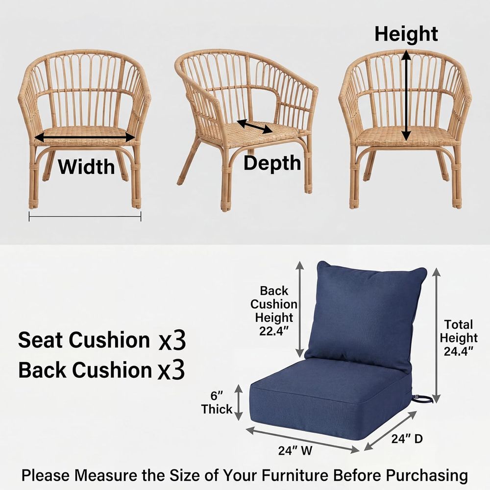 6 coussins épais pour chaises  - Outdoor Furniture Cushions 24 X 24 avis et prix