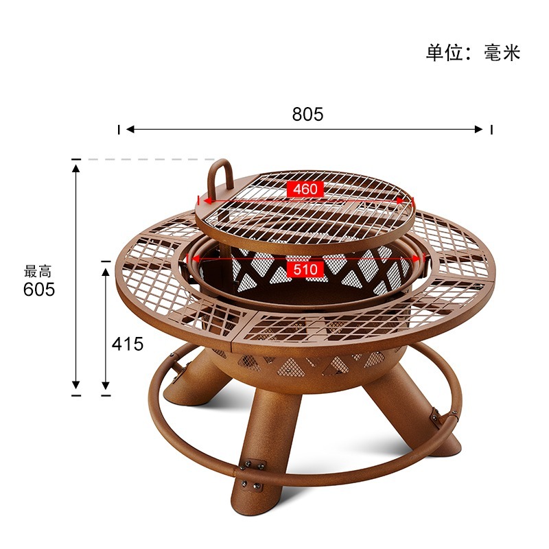 Ensemble de barbecue et foyer  - Outdoor Furniture Fire Pit Set avis et prix