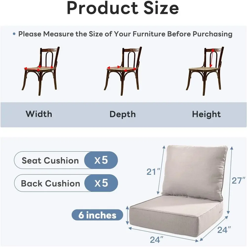 6 coussins épais pour chaises  - Outdoor Furniture Cushions 24 X 24 avis et prix